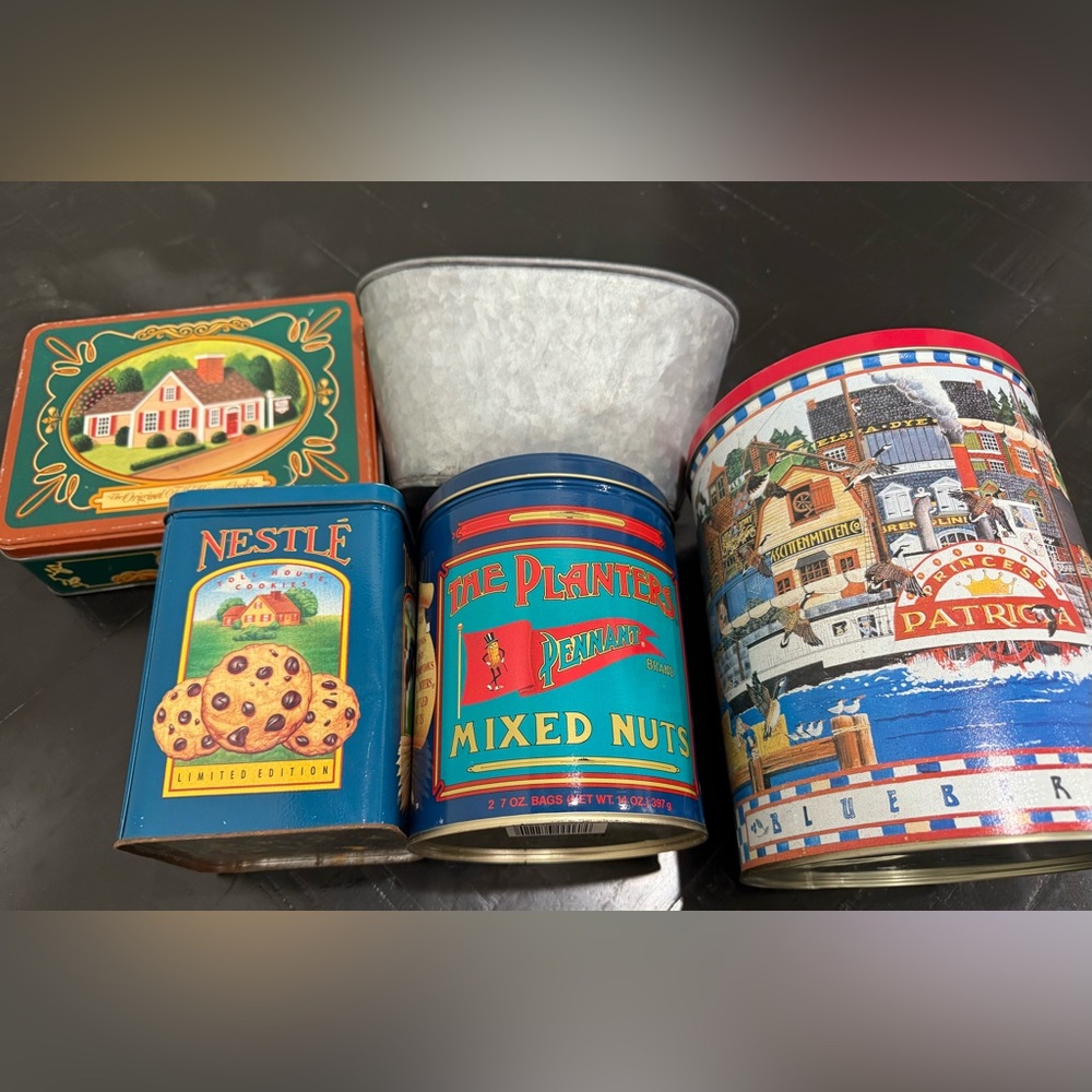 Vintage Tin Canister Collection Isabel Bloom Bird Book End Mud Kitchen